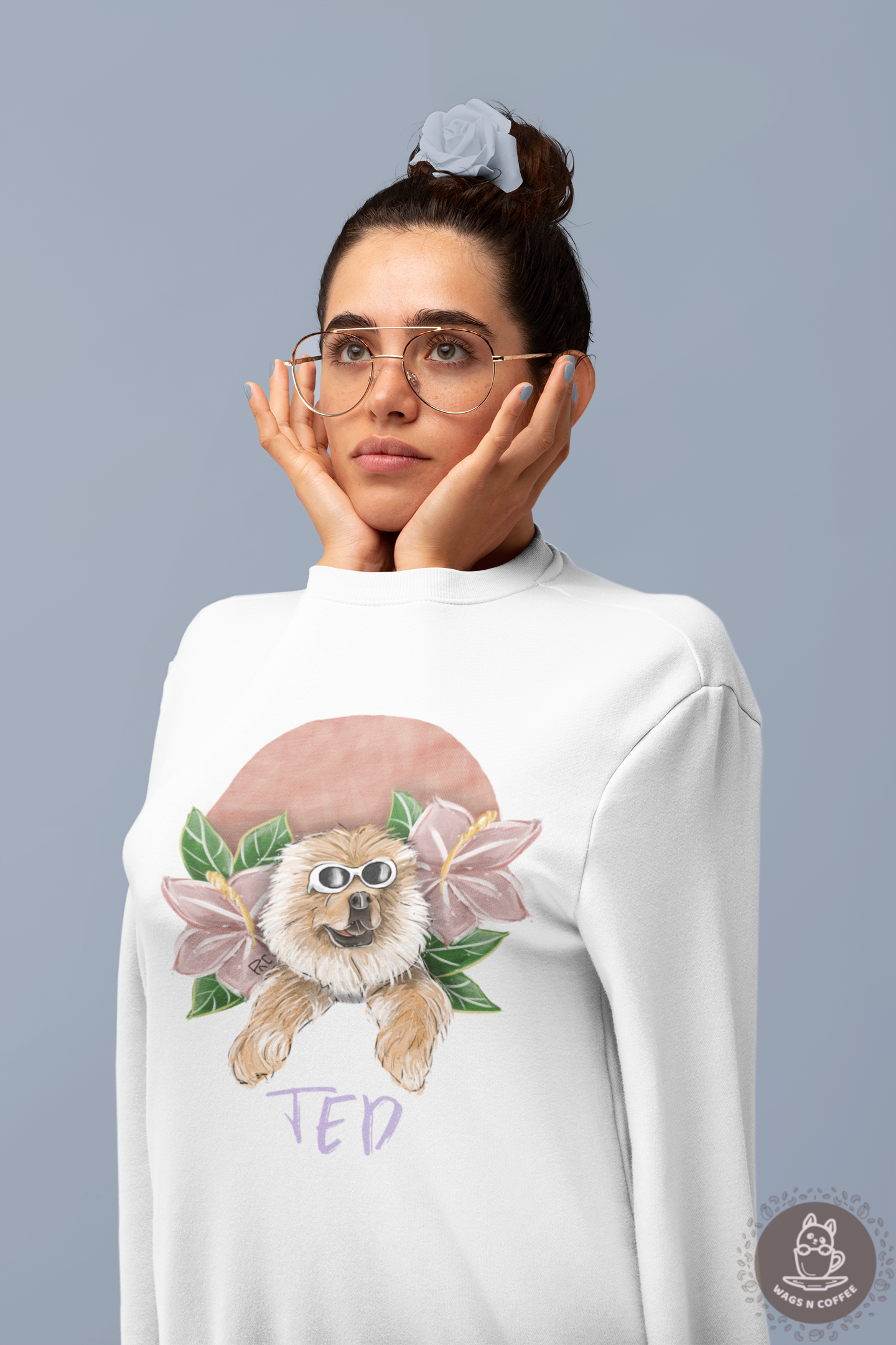 Unisex Hand-drawn Artistic Half-Body Style Pet Illustration Sweatshirt