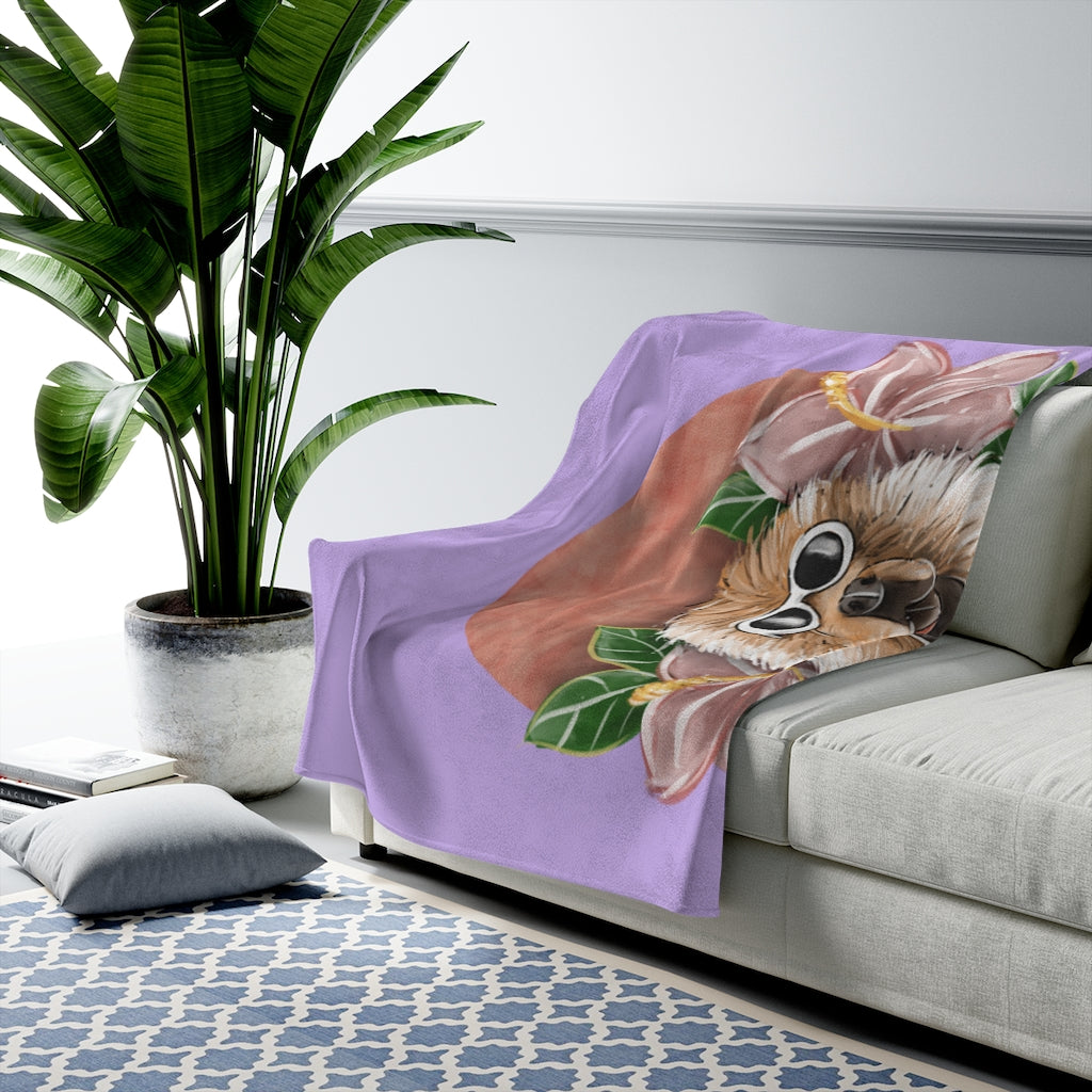 Hand-drawn Artistic Style Half-Body Pet Plush Blanket