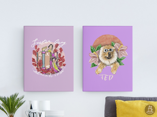 Custom Artistic Half-Body Pet Canvas (10 sizes)