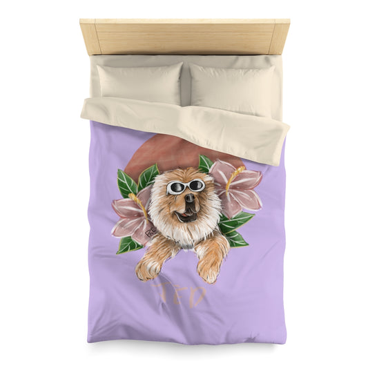 Custom Artistic Half-Body Pet Illustration Duvet Cover (Queen/ Twin)