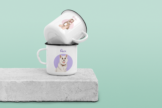 Custom Disney Style Pet Illustration Enamel Mug 12oz