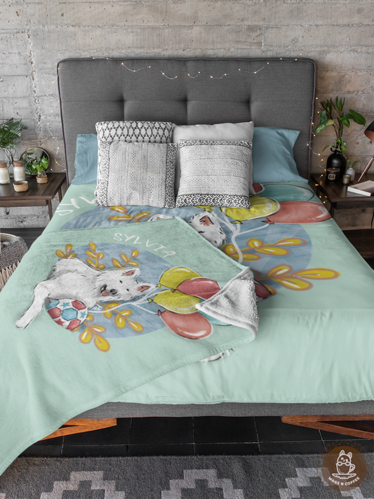 Hand-drawn Artistic Style Half-Body Pet Plush Blanket