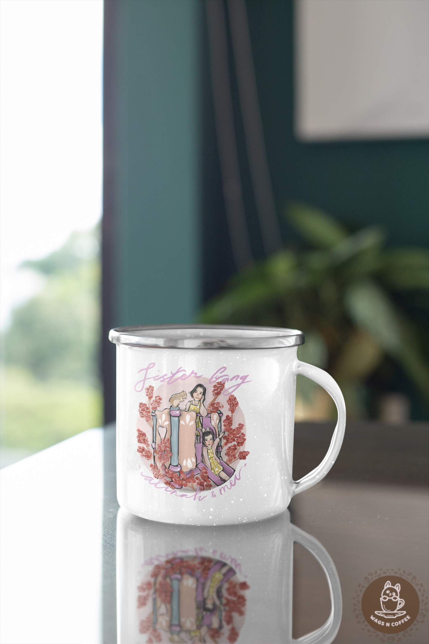 Hand-drawn Artistic Style Half-Body Pet Enamel Mug 12oz