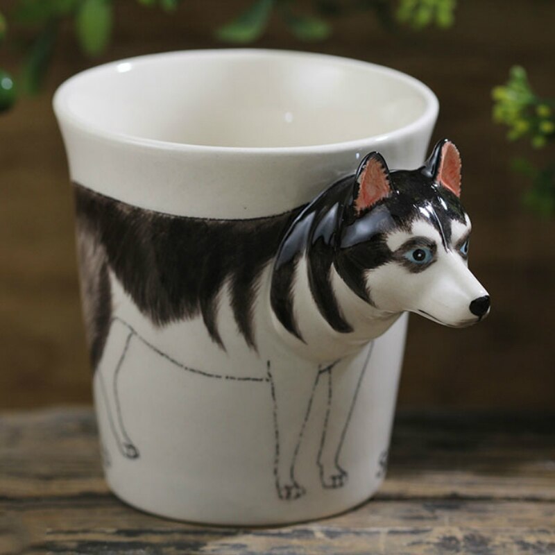 Hand-painted 3D Siberian Husky Mug 2-10.6oz