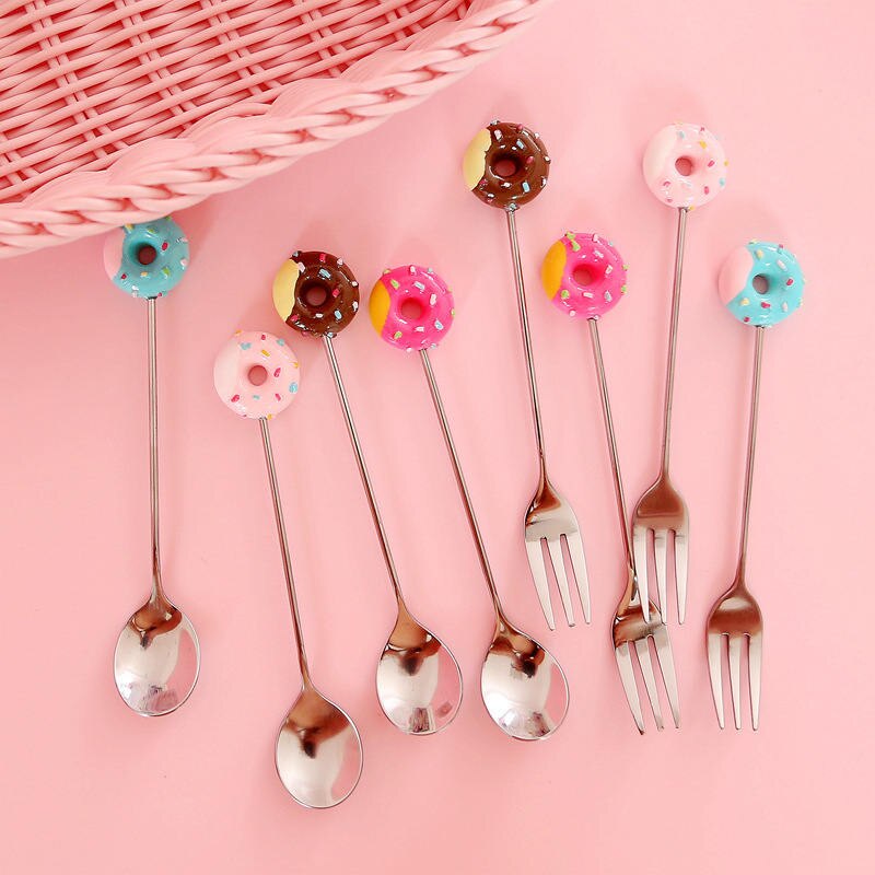 Doughnut / Lollipop Spoon and Fork Gift Set