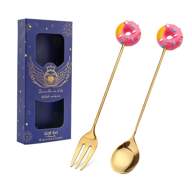 Doughnut / Lollipop Spoon and Fork Gift Set