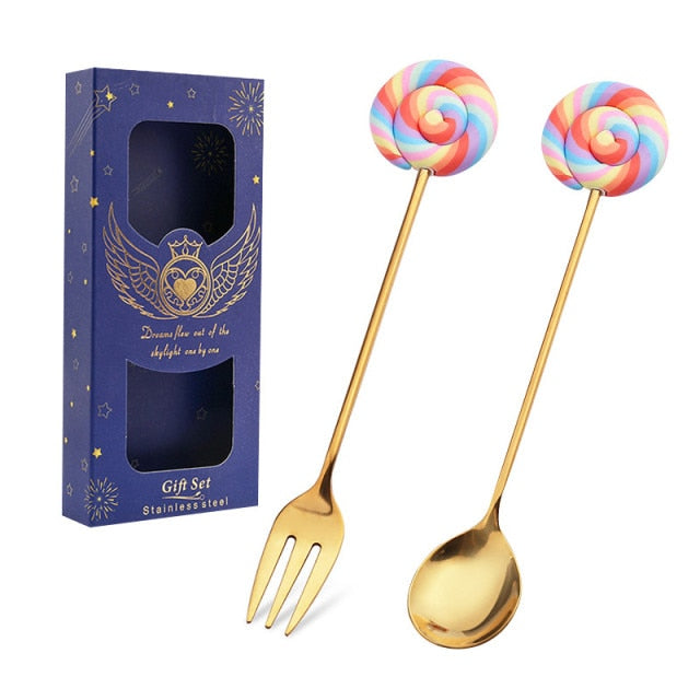 Doughnut / Lollipop Spoon and Fork Gift Set