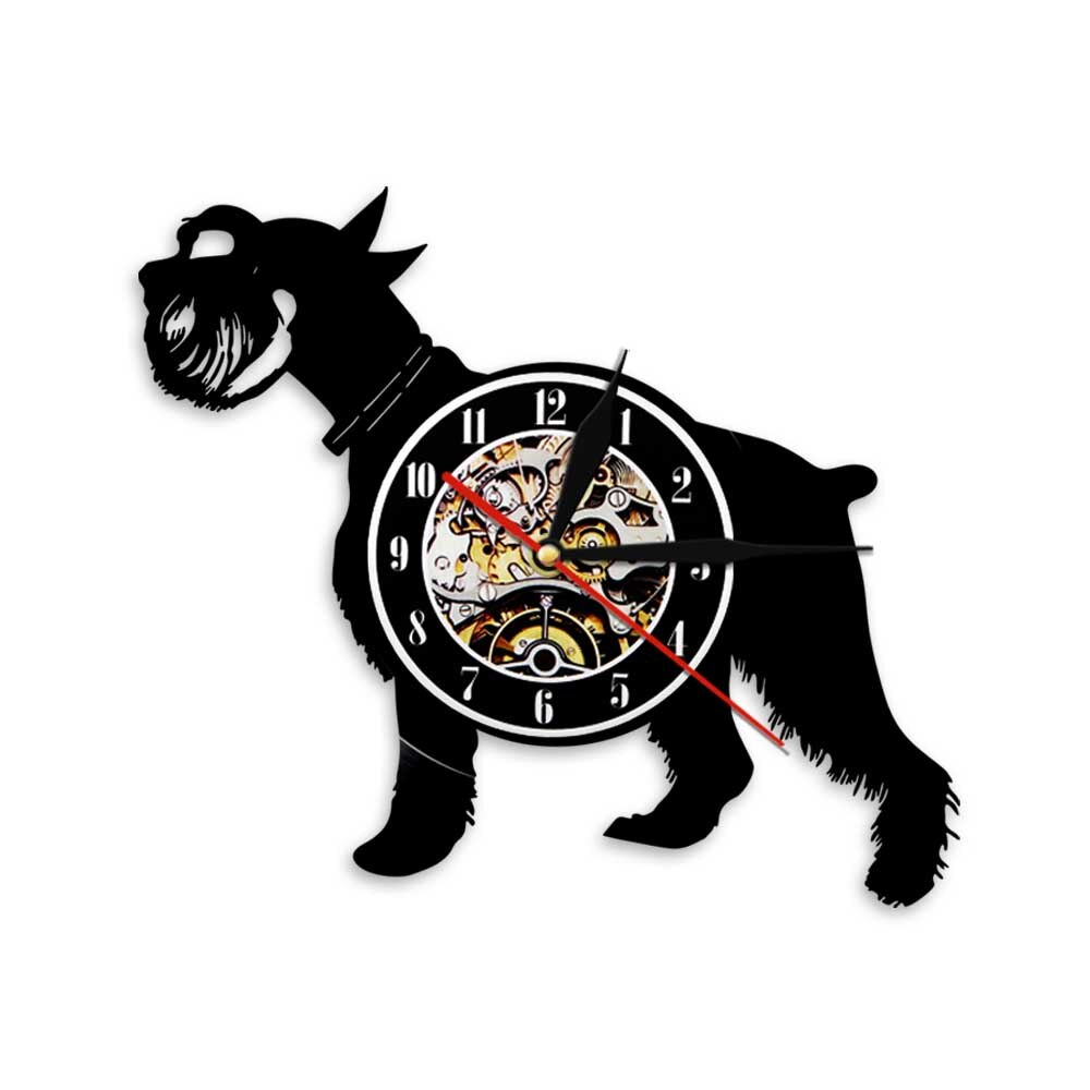 Laser-cut Repurposed Vinyl Record Clock (Miniature Schnauzer)