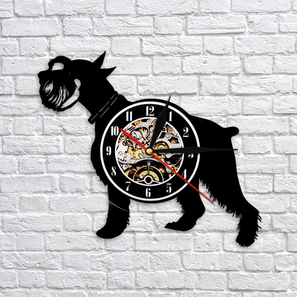 Laser-cut Repurposed Vinyl Record Clock (Miniature Schnauzer)