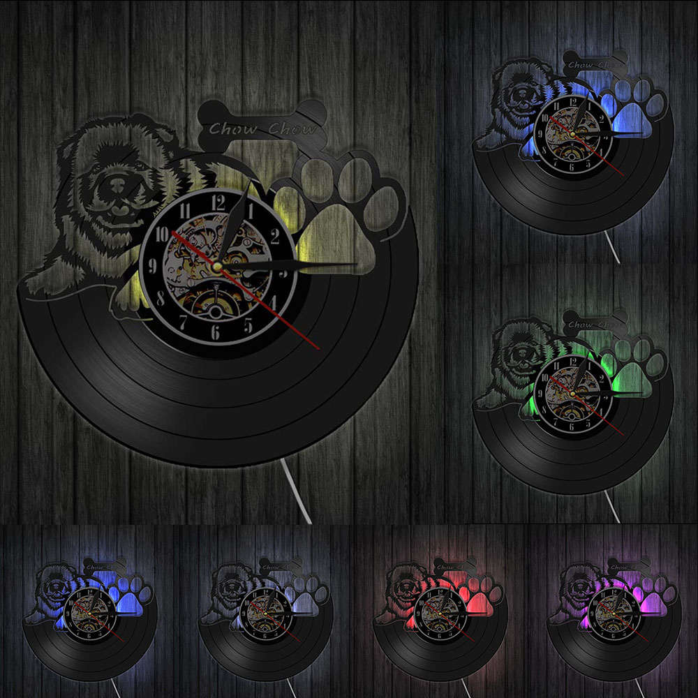 Laser-cut Repurposed Vinyl Record Clock (Chow Chow 2)