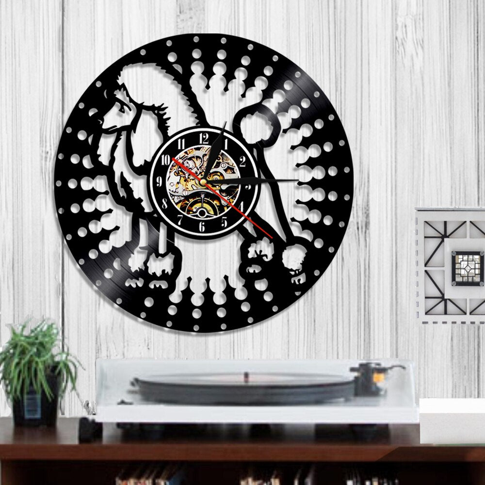 Laser-cut Repurposed Vinyl Record Clock (Poodle 3)