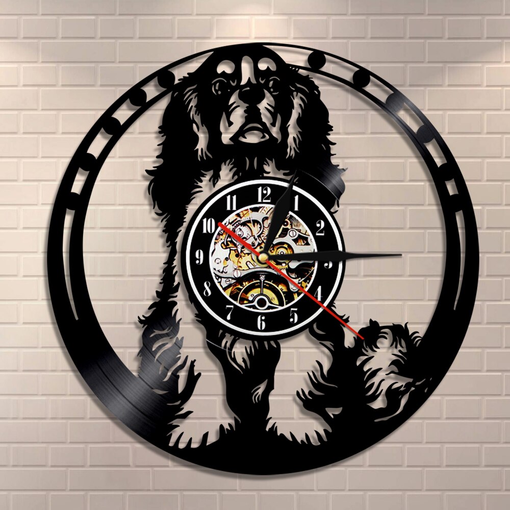 Laser-cut Repurposed Vinyl Record Clock (Cavalier King Charles Spaniel)