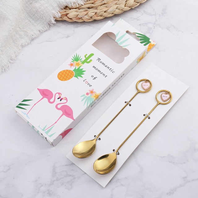 Star/ Heart Pendant Spoon & Fork 2-piece Gift Set