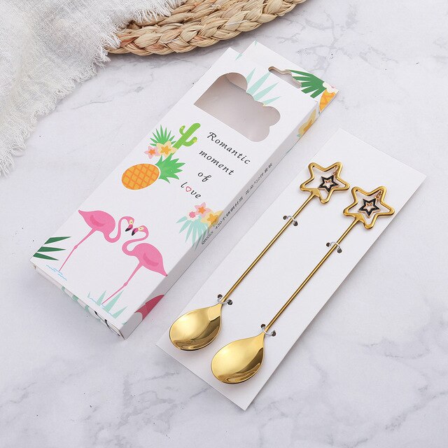 Star/ Heart Pendant Spoon & Fork 2-piece Gift Set