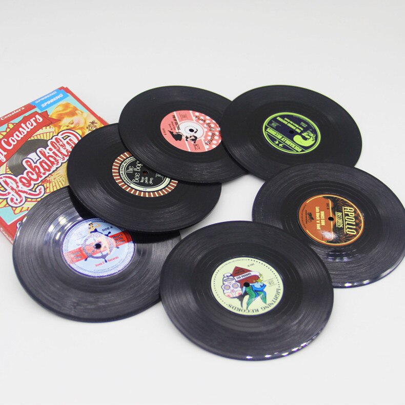 Vinyl Record Style Coaster Set 4pcs/6pcs