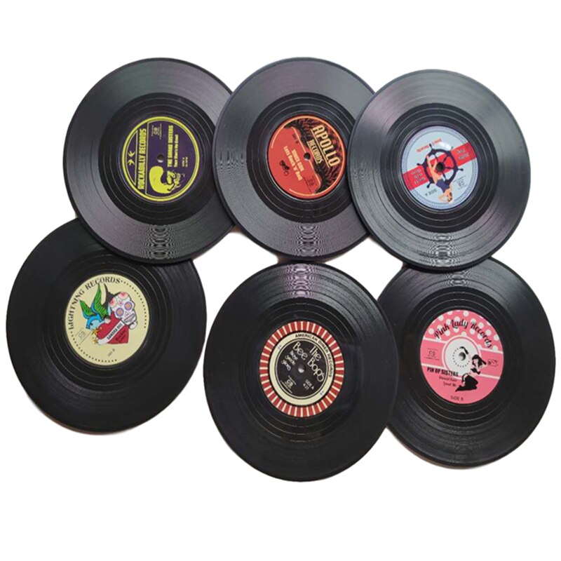 Vinyl Record Style Coaster Set 4pcs/6pcs