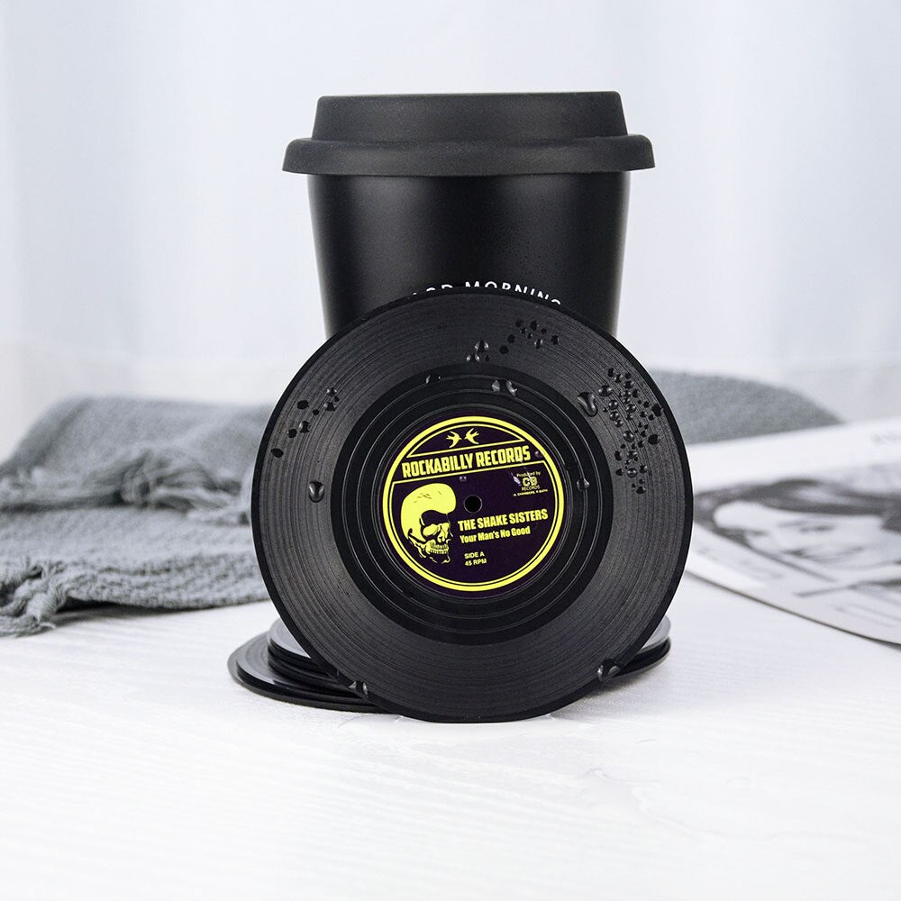 Vinyl Record Style Coaster Set 4pcs/6pcs