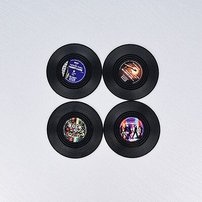 Vinyl Record Style Coaster Set 4pcs/6pcs