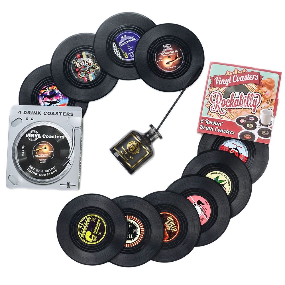 Vinyl Record Style Coaster Set 4pcs/6pcs