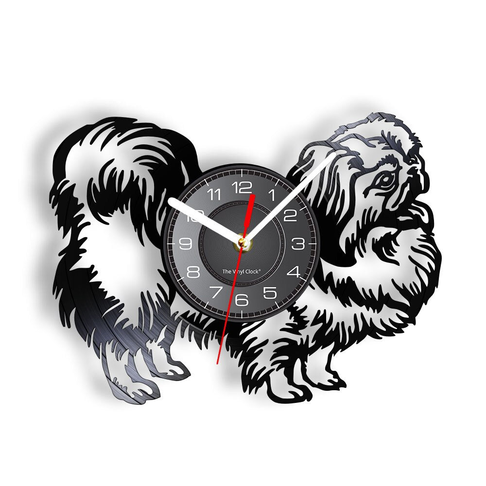 Laser-cut Repurposed Vinyl Record Clock (Shih Tzu)