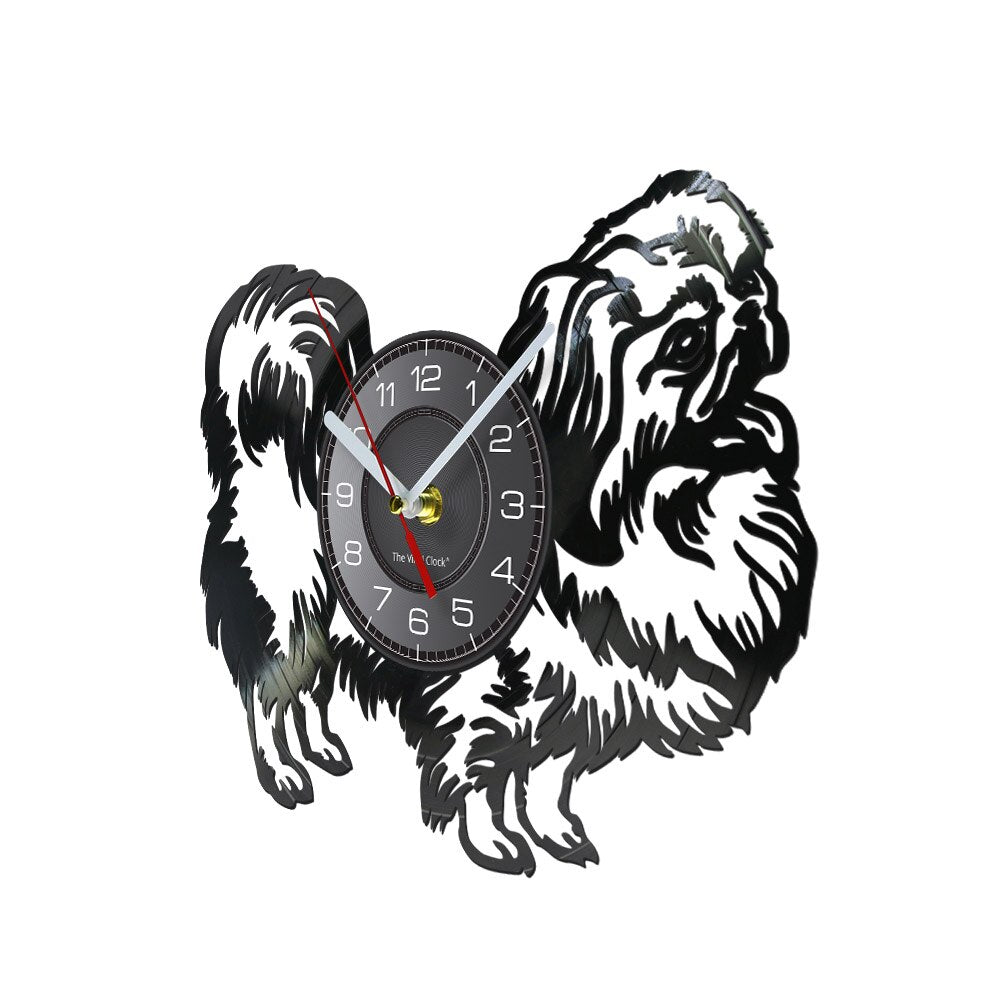 Laser-cut Repurposed Vinyl Record Clock (Shih Tzu)