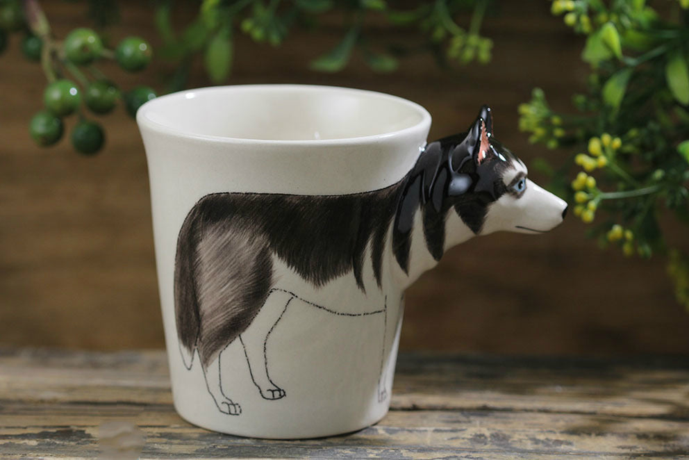 Hand-painted 3D Siberian Husky Mug 2-10.6oz