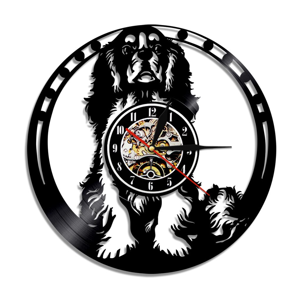 Laser-cut Repurposed Vinyl Record Clock (Cavalier King Charles Spaniel)