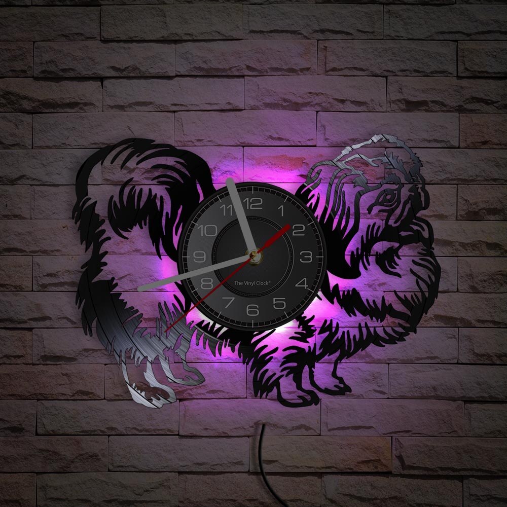 Laser-cut Repurposed Vinyl Record Clock (Shih Tzu)