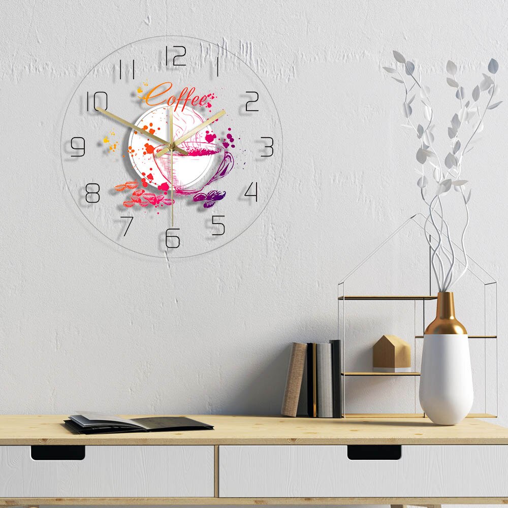 Transparent Acrylic Wall Clock – Coffee 1