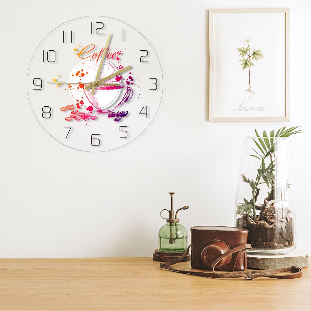 Transparent Acrylic Wall Clock – Coffee 1