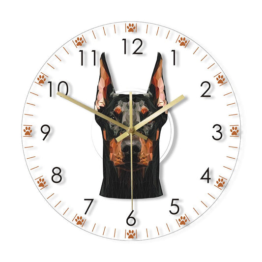 Transparent Acrylic Wall Clock - Doberman Pinscher