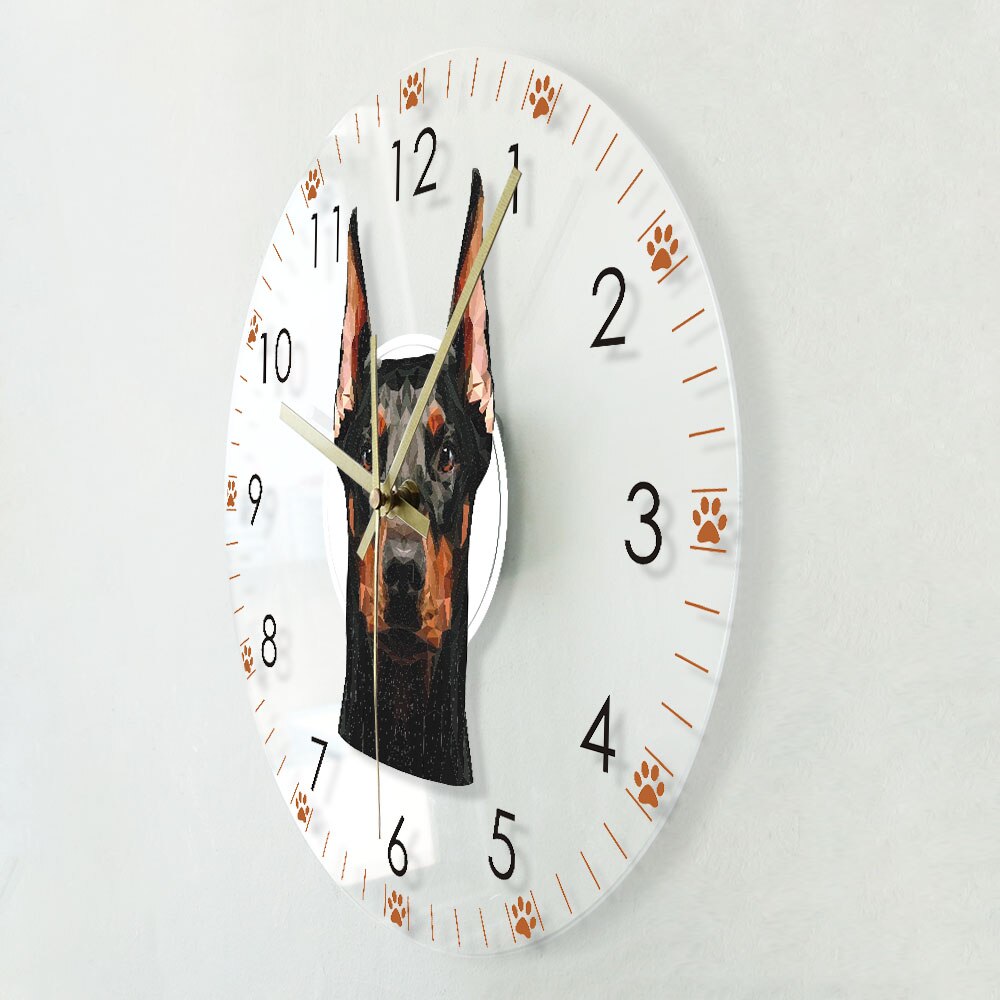Transparent Acrylic Wall Clock - Doberman Pinscher