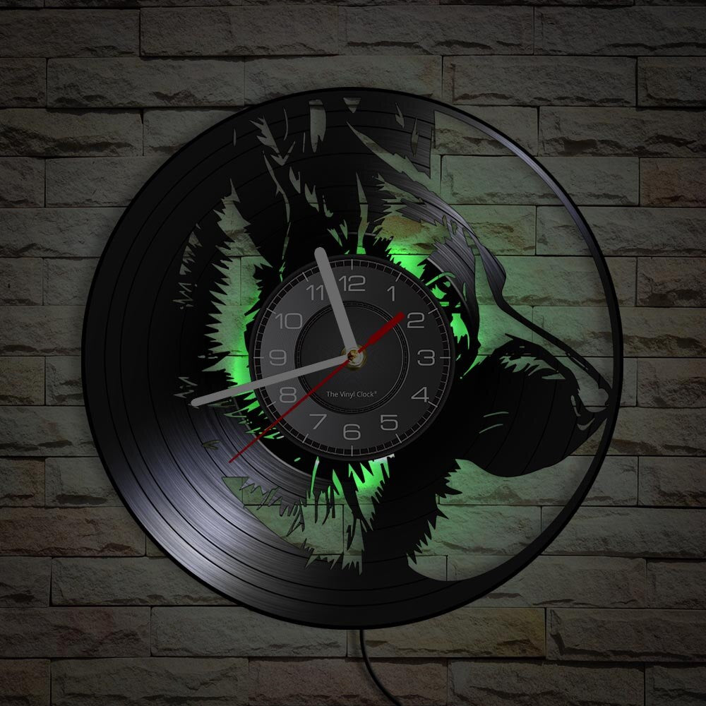Laser-cut Repurposed Vinyl Record Clock (German Shepherd 2)