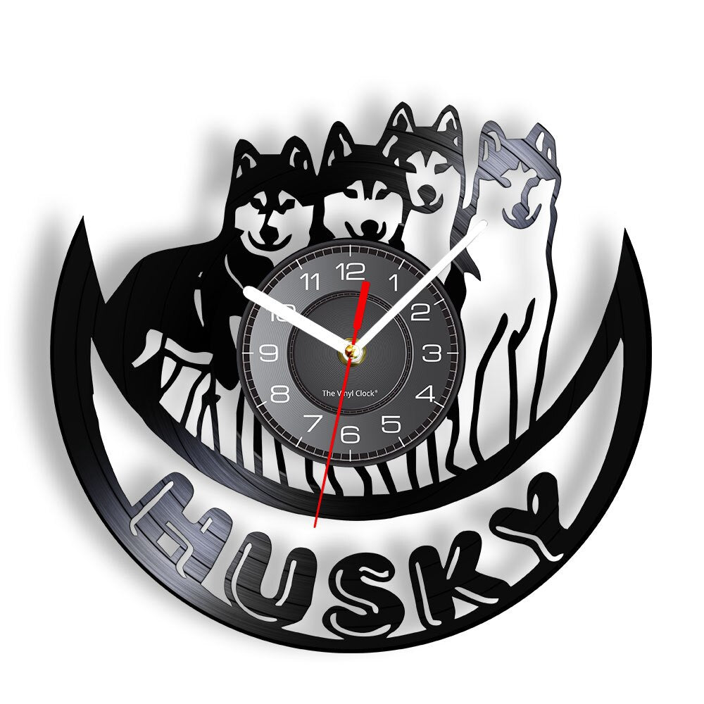 Laser-cut Repurposed Vinyl Record Clock (Husky)