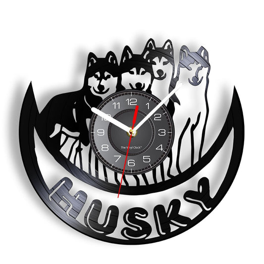 Laser-cut Repurposed Vinyl Record Clock (Husky)