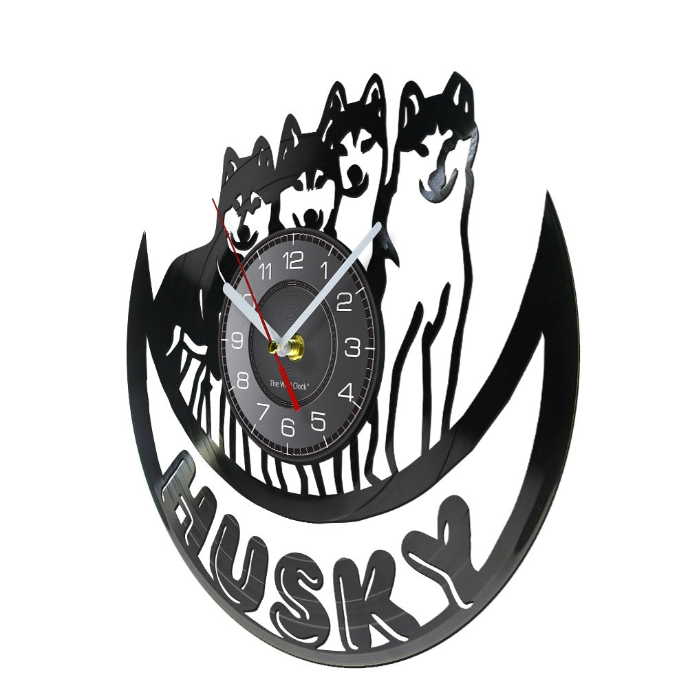 Laser-cut Repurposed Vinyl Record Clock (Husky)