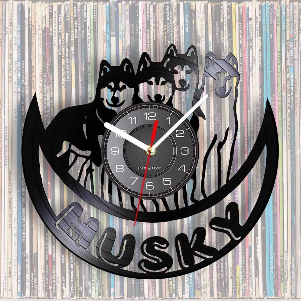 Laser-cut Repurposed Vinyl Record Clock (Husky)