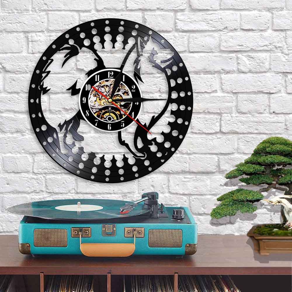 Laser-cut Repurposed Vinyl Record Clock (Japanese Spitz)