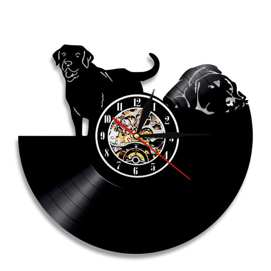 Laser-cut Repurposed Vinyl Record Clock (Labrador)