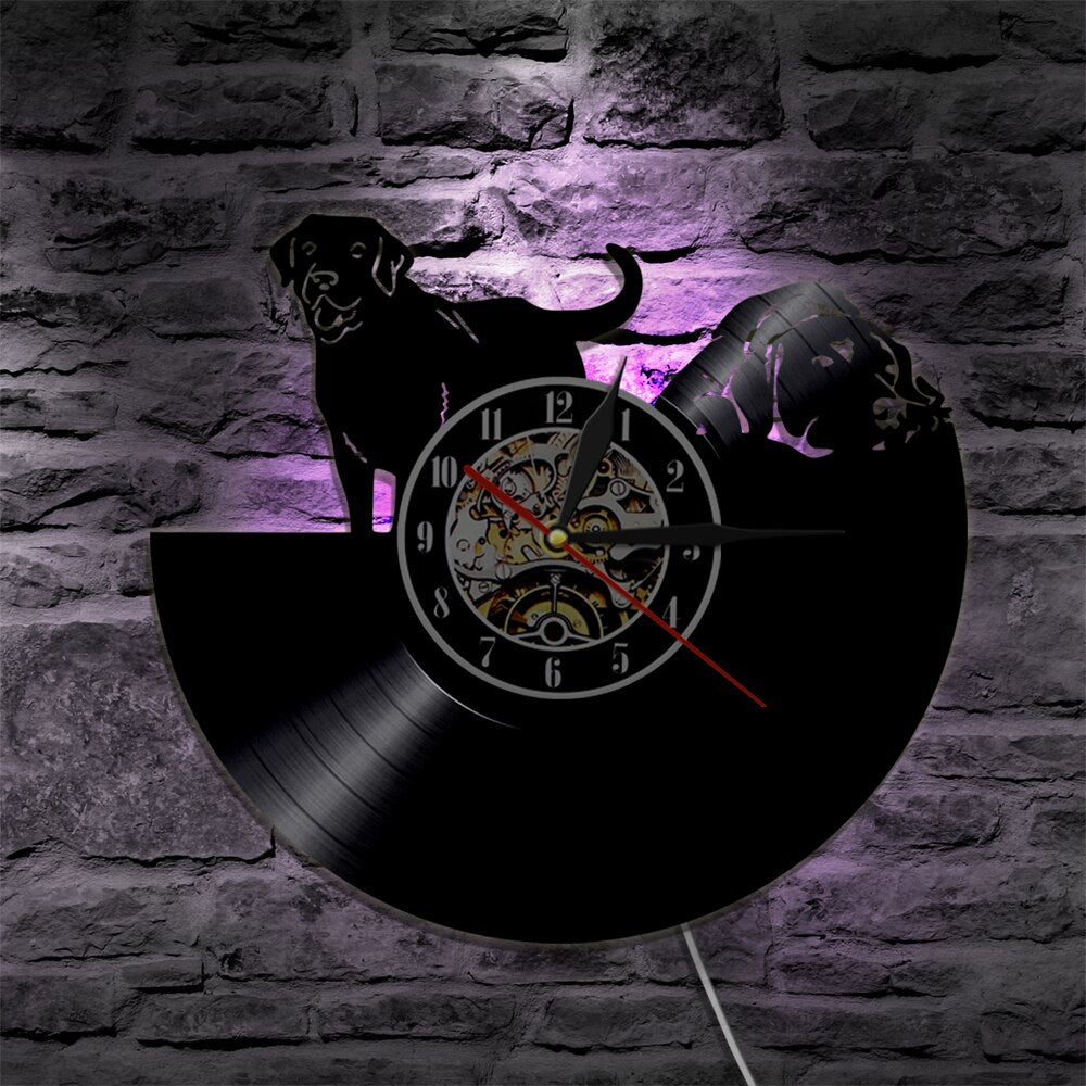 Laser-cut Repurposed Vinyl Record Clock (Labrador)