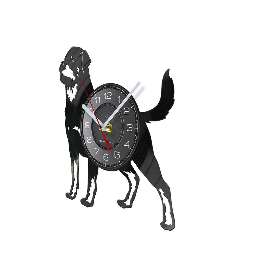 Laser-cut Repurposed Vinyl Record Clock (Rottweiler)