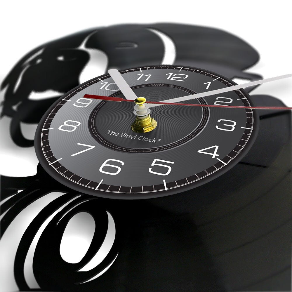Laser-cut Repurposed Vinyl Record Clock (Saint Bernard 1)