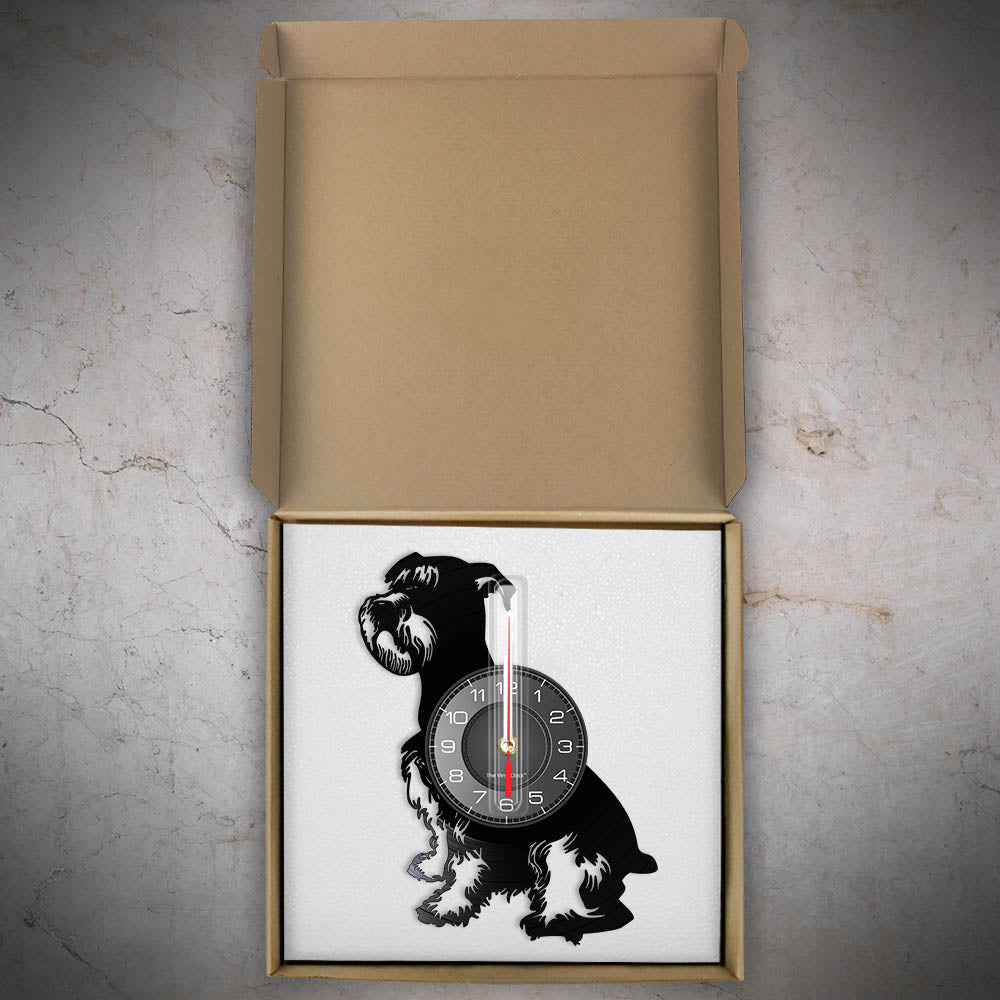 Laser-cut Repurposed Vinyl Record Clock (Miniature Schnauzer)