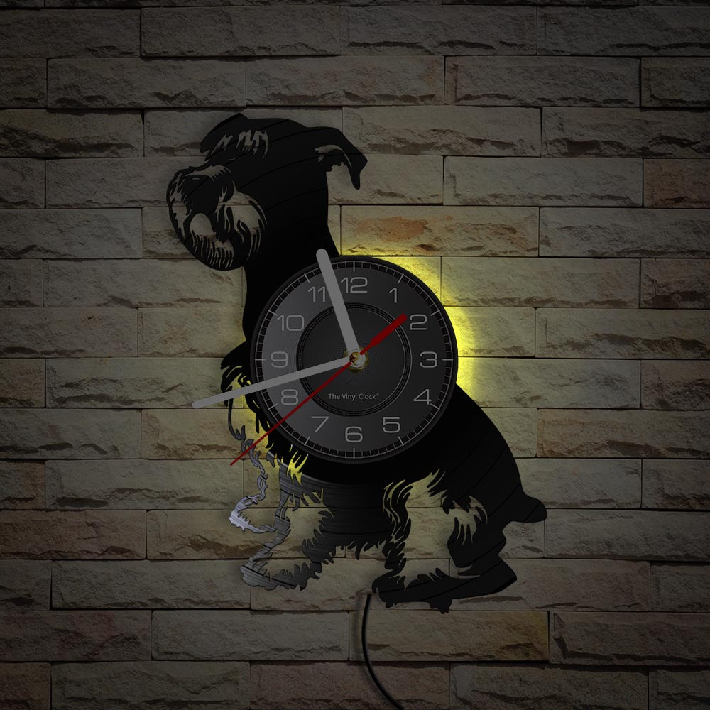 Laser-cut Repurposed Vinyl Record Clock (Miniature Schnauzer)