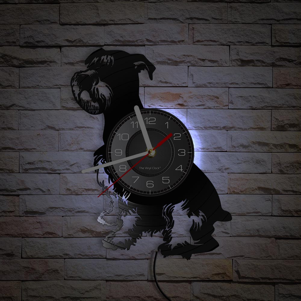 Laser-cut Repurposed Vinyl Record Clock (Miniature Schnauzer)