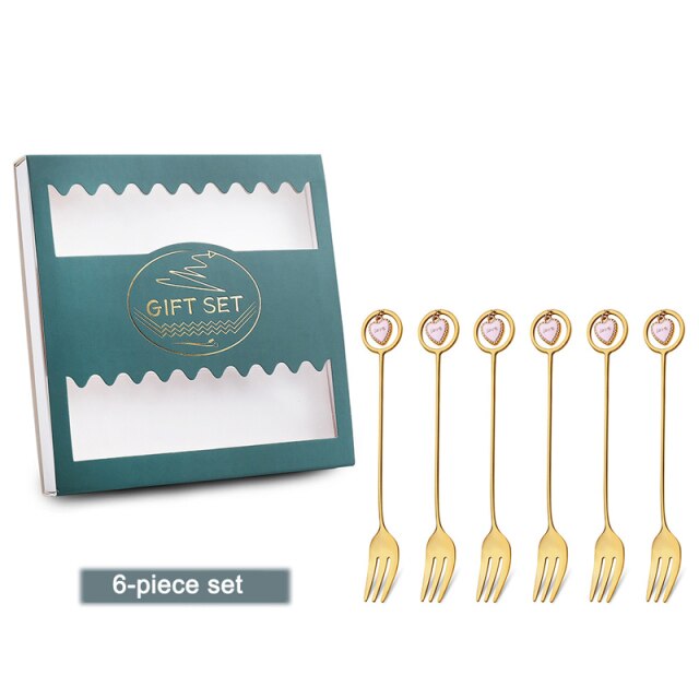 Star/ Heart Pendant 6-piece Spoon & Fork Gift Set