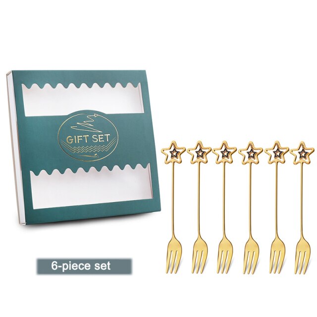 Star/ Heart Pendant 6-piece Spoon & Fork Gift Set