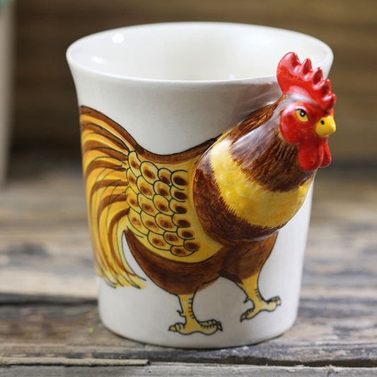 Hand-painted 3D Rooster Mug 7oz