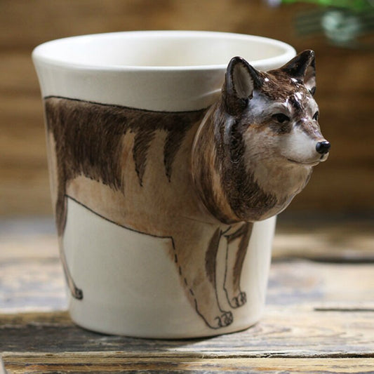 Hand-painted 3D Wolf Mug 7oz