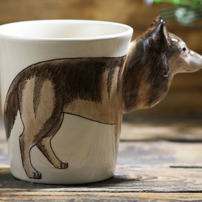 Hand-painted 3D Wolf Mug 7oz
